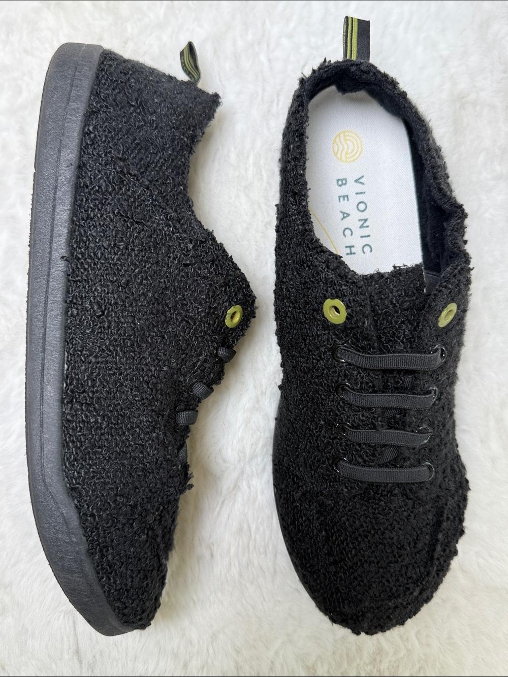 Vionic Beach Pismo Slip On Sneaker Women 11 Wide Black Boucle Supportive Comfort